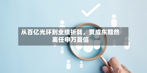 从百亿光环到业绩折戟，贾成东黯然离任申万菱信