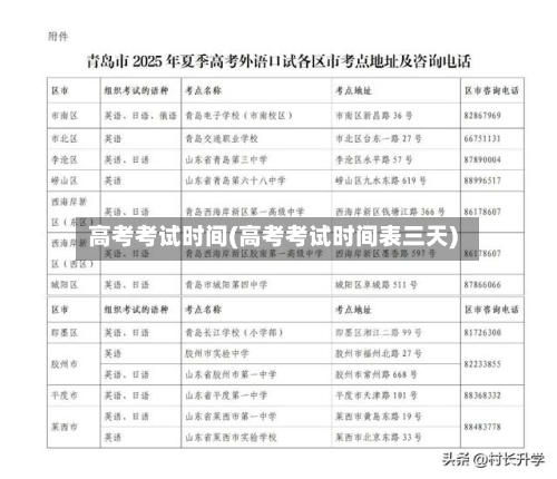 高考考试时间(高考考试时间表三天)