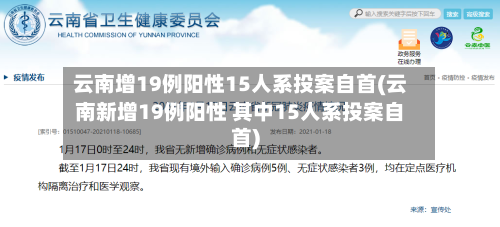 云南增19例阳性15人系投案自首(云南新增19例阳性 其中15人系投案自首)-第2张图片