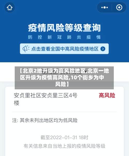 【北京2地升级为高风险地区,北京一地区升级为疫情高风险,10个街乡为中风险】-第3张图片